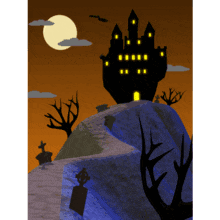 Haunted Castle Bats PowerPoint Animation layout preview.