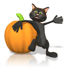 Black Cat Waving PowerPoint Animation layout preview.