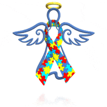 Angel Autism Ribbon Floating PowerPoint Animation layout preview.