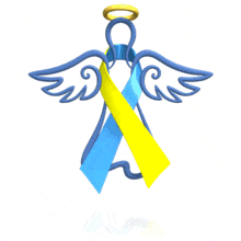 Angel Blue Yellow Ribbon Floating PowerPoint Animation layout preview.
