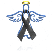 Angel Black Ribbon Floating PowerPoint Animation layout preview.
