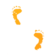Orange Footsteps Walking PowerPoint Animation layout preview.