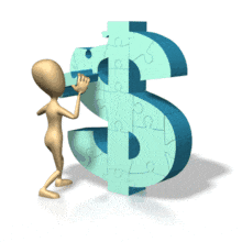 Stick Figure Money Symbol Puzzle Piece PowerPoint Animation layout preview.