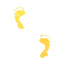 Yellow Footsteps Walking PowerPoint Animation layout preview.