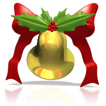 Christmas Holly and Gold Bell Ringing PowerPoint Animation layout preview.