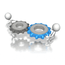 Stick Figures Rotating Gears PowerPoint Animation layout preview.