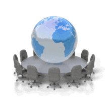 World Conference Table Anim PowerPoint Animation layout preview.