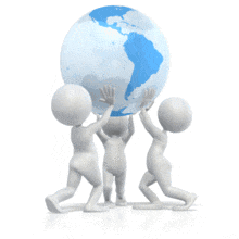 Teamwork Rotate Earth PowerPoint Animation layout preview.