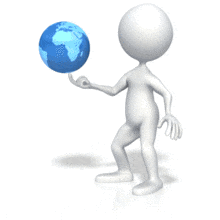 3D Stick Figure Spinning Globe PowerPoint Animation layout preview.