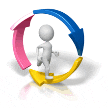 Stick Figure Running Inside Arrows PowerPoint Animation layout preview.
