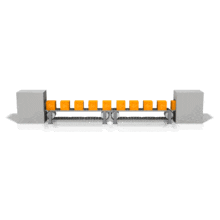 Orange Boxes Moving Assembly Line PowerPoint Animation layout preview.