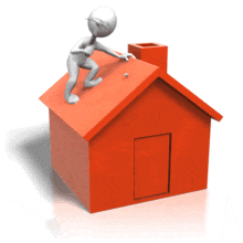 Stick Figure Hammering Roof House PowerPoint Animation layout preview.