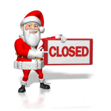 Santa points to Closed Sign PowerPoint Animation layout preview.