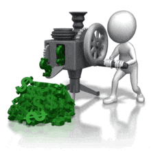Stick Figure Cranking Out Money PowerPoint Animation layout preview.