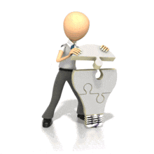Business Figure Building Idea Light Bulb PowerPoint Animation layout preview.