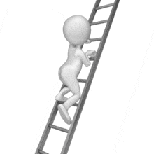 Stick Figure Climbing Ladder PowerPoint Animation layout preview.