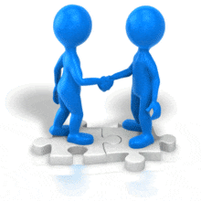 Two Stickmen Shaking Hands Puzzle PowerPoint Animation layout preview.
