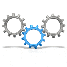 Three Gears Turning PowerPoint Animation layout preview.