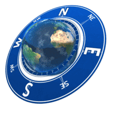 Earth Rotating Compass PowerPoint Animation layout preview.