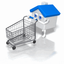 House Pushing Shopping Cart PowerPoint Animation layout preview.