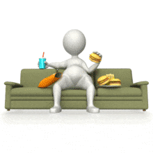 Stick Figure Over Eating On Couch PowerPoint Animation layout preview.