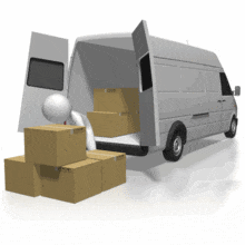 Stick Figure Loading Boxes PowerPoint Animation layout preview.