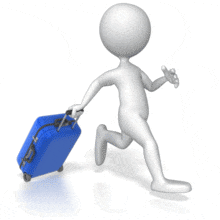 Stick Figure Running With Luggage PowerPoint Animation layout preview.