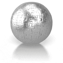 Puzzle Sphere Fly Out Piece  Non Looping PowerPoint Animation layout preview.