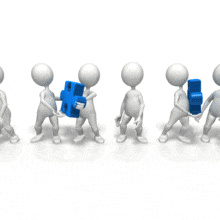 Teamwork Pass The Puzzle PowerPoint Animation layout preview.