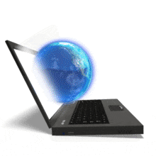 Laptop Earth Revolve PowerPoint Animation layout preview.