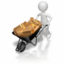 Stick Figure Wheel Barrow Gold PowerPoint Animation layout preview.