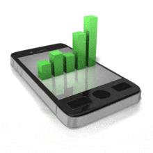 Smart Phone Bar Stats PowerPoint Animation layout preview.