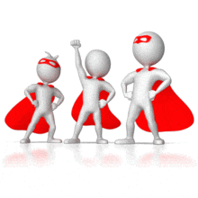 Three Superheros Anim PowerPoint Animation layout preview.