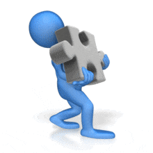 Figure Colored Walking With Heavy Puzzle PowerPoint Animation layout preview.