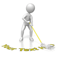 Stick Figure Mopping Floor Text PowerPoint Animation layout preview.