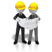 Construction Blueprint Meeting PowerPoint Animation layout preview.