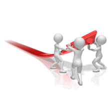 Stick Figures Lift Arrow PowerPoint Animation layout preview.