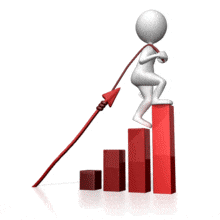 Figure Hauling Arrow Up Graph PowerPoint Animation layout preview.