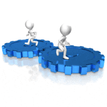 Figures Run On Gears PowerPoint Animation layout preview.