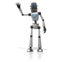 Retro Robot Waving PowerPoint Animation layout preview.