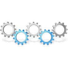 Five Gears Turning PowerPoint Animation layout preview.