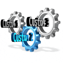 Three Custom Gears Turning PowerPoint Animation layout preview.