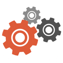 Three Simple Gears Turning PowerPoint Animation layout preview.