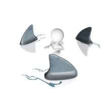 Shark Fins Circling Figure PowerPoint Animation layout preview.