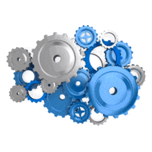 Many Gears Rotating PowerPoint Animation layout preview.