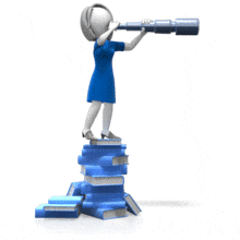 Woman Looking On Top Books PowerPoint Animation layout preview.