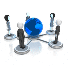 Business People Global Nodes PowerPoint Animation layout preview.