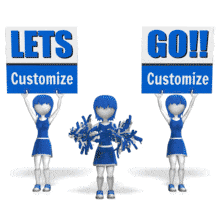 Cheerleaders Cheering With Custom Signs PowerPoint Animation layout preview.