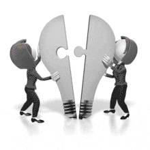 Businesswomen Ideas Merging PowerPoint Animation layout preview.