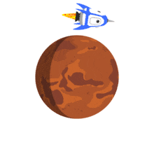 Spaceship Circle Planet PowerPoint Animation layout preview.